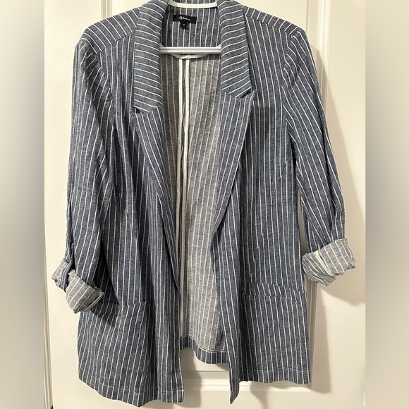Reitmans Blue Striped Linen Blazer, women’s size 16 - Picture 1 of 2